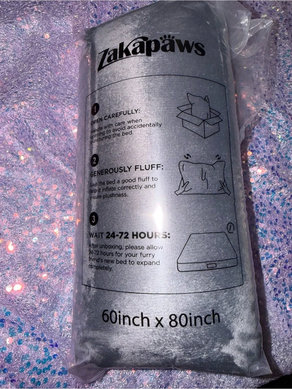 Zakapaws Plush Pet Cooling Mat - Silver Gray (60